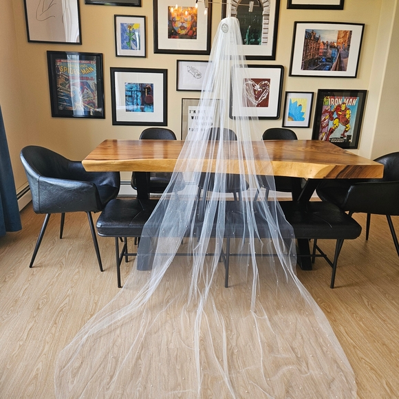 Accessories - New, never worn 9 Foot Ivory Canadian Made Bridal Veil with pearl accents A00145